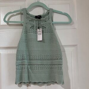 Express Mint/Aqua Green Crochet Crop Top